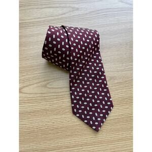 Harrod's Knightbridge Handmade 100% Silk Maroon and White Tie
